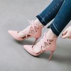 Lace-up Pointed Toe Stiletto Sandals
