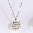 Lettering Necklace Only Pendant (excluding Chain) - Silver - One Size