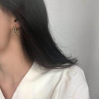 Layered Alloy Hoop Earring 1 Pair - Layered Alloy Hoop Earring - One Size