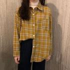 Plaid Long Sleeve Skirt / Plain Turtle Neck Long Sleeve T-shirt