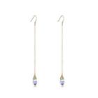 925 Sterling Silver Elegant Fashion Water Drop Shape Long Tassel Earrings With Austrian Element Crystal Golden - One Size