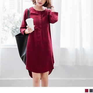 Round Neck Pocketed Dip Back Shirtdress