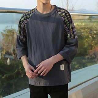 Short-sleeve Patterned Panel T-shirt
