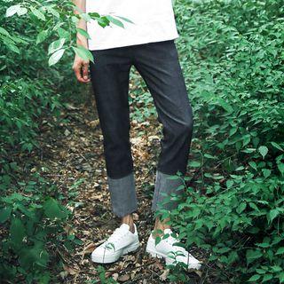 Band-waist Cuff-hem Tapered Jeans