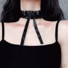 Ribbon Lace Choker Black - One Size