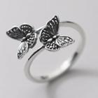 Butterfly Sterling Silver Ring S925 Silver - Black Butterfly - Silver - One Size