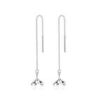 925 Sterling Silver Simple Fishtail Long Earrings Silver - One Size