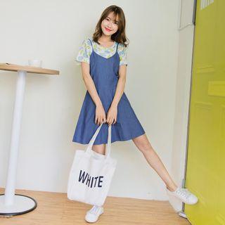 V-neck Spaghetti Strap Denim Dress