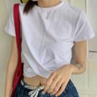 Short-sleeve Twist-front Cropped T-shirt