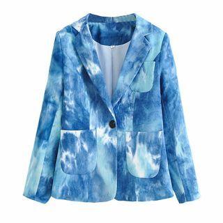 One-button Tie-dye Corduroy Blazer