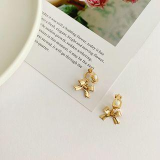 Bow Dangle Clip-on Earring 452 - Gold - One Size