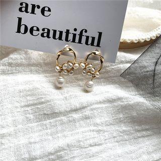 Faux Pearl Dangle Earring 1 Pair - Stud Earrings - 925 Silver - As Shown In Figure - One Size