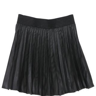 Faux-leather Accordion-pleat Miniskirt