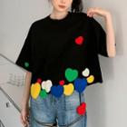 Heart Applique Cropped T-shirt