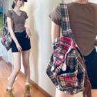 Short-sleeve Plain Crop Top Mocha - One Size