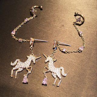 Rhinestone Unicorn Dangle Earring