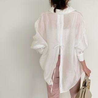 Slit-back Silky Shirt