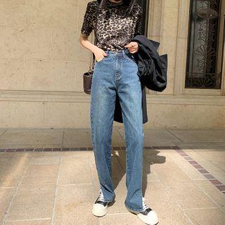 Side-slit Straight-fit Jeans