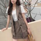 Set: Plaid Vest + Pleated A-line Skirt