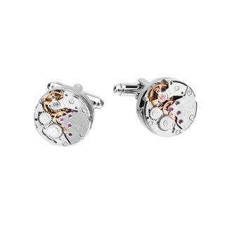 Fashion High-end Watch Movement Geometric Round Cufflinks Silver - One Size