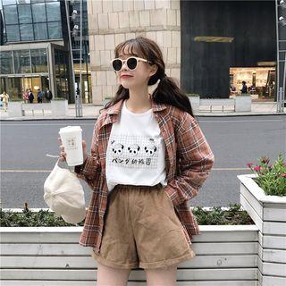 High Waist Shorts / Plaid Shirt