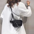 Chained Faux Leather Crossbody Bag Black - One Size