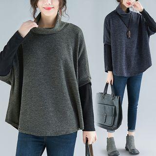 Batwing-sleeve Melange Top