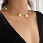 Brushed Square Alloy Choker Gold - One Size