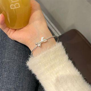 Bow Alloy Open Bangle Silver - One Size