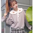 Strawberry Embroidered Collar Pullover