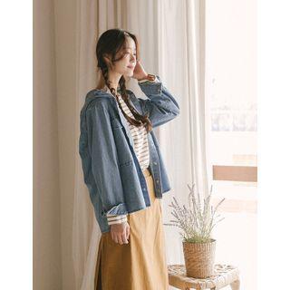 Snap-button Hoodie Shirt