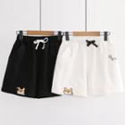 Dog Embroidered Wide Leg Shorts