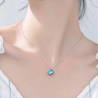 Faux Crystal Pendant Sterling Silver Necklace Silver - One Size