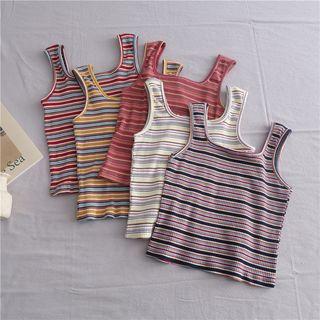 Short-sleeve Striped Crop Tank Top