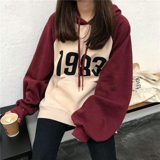 Number Print Raglan Sleeve Hoodie