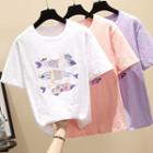 Short-sleeve Fish Embroidery T-shirt