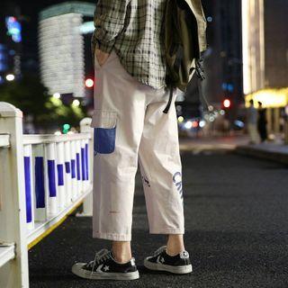 Printed Contrast Pocket Cropped Cargo Pants