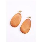 Oval Wool Dangle Earrings