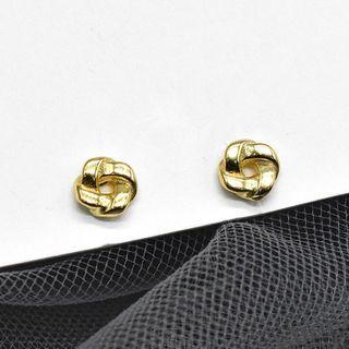 Woven Circle Ear Stud 1 Pair - S925 Silver - One Size