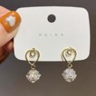 Alloy Heart Faux Crystal Dangle Earring 1 Pair - Gold - One Size
