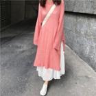 Mohair Long Sweater / Frill Trim Maxi A-line Skirt