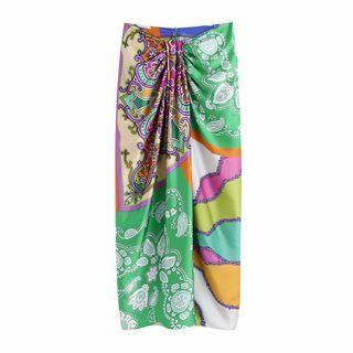 Paisley Print Midi Skirt