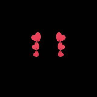 Heart Drop Sterling Silver Ear Stud 1 Pair - S925 Silver Needle - Red - One Size