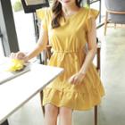 Frilled Short-sleeve A-line Mini Dress