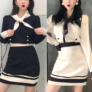 Set: Long Sleeve Knit Top + Skirt