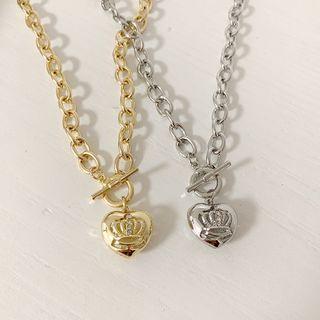 Rhinestone Alloy Heart Pendant Necklace