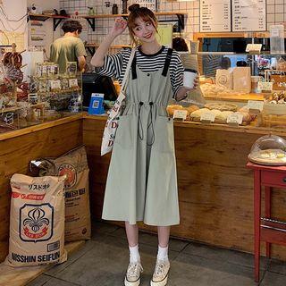 A-line Midi Cargo Dungaree Dress