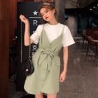 Short-sleeve T-shirt / Spaghetti Strap Mini Dress