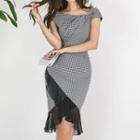 Ruffle Trimcap-sleeve Sheath Dress