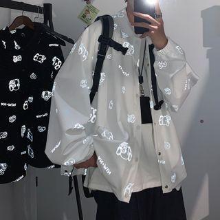 Reactive Print Snap Button Jacket